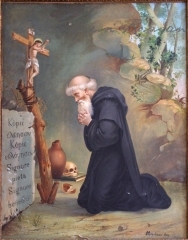 Saint Nilo receives the blessing from the Crucifix  